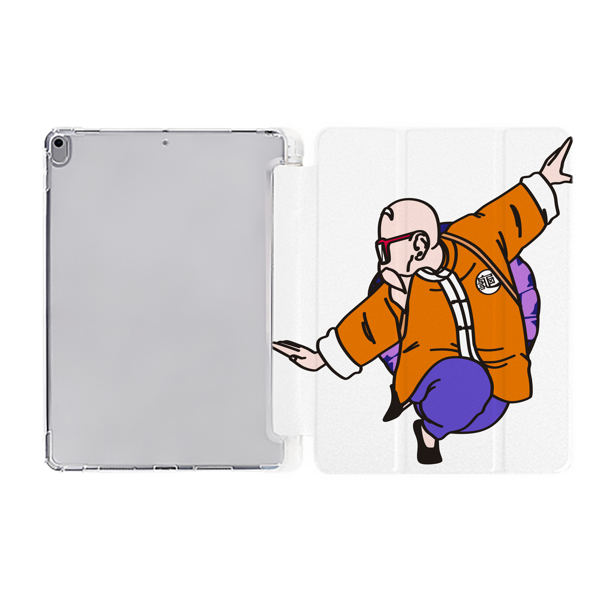（画像用） ドラゴンボール 亀仙人（かめせんにん） DRAGON BALL Master Roshi Kame Sennin IPad ケース ペン収納付き 三つ折りスタンド PUレザー×シリコン 対応機種9.5/10.5/10.9インチ